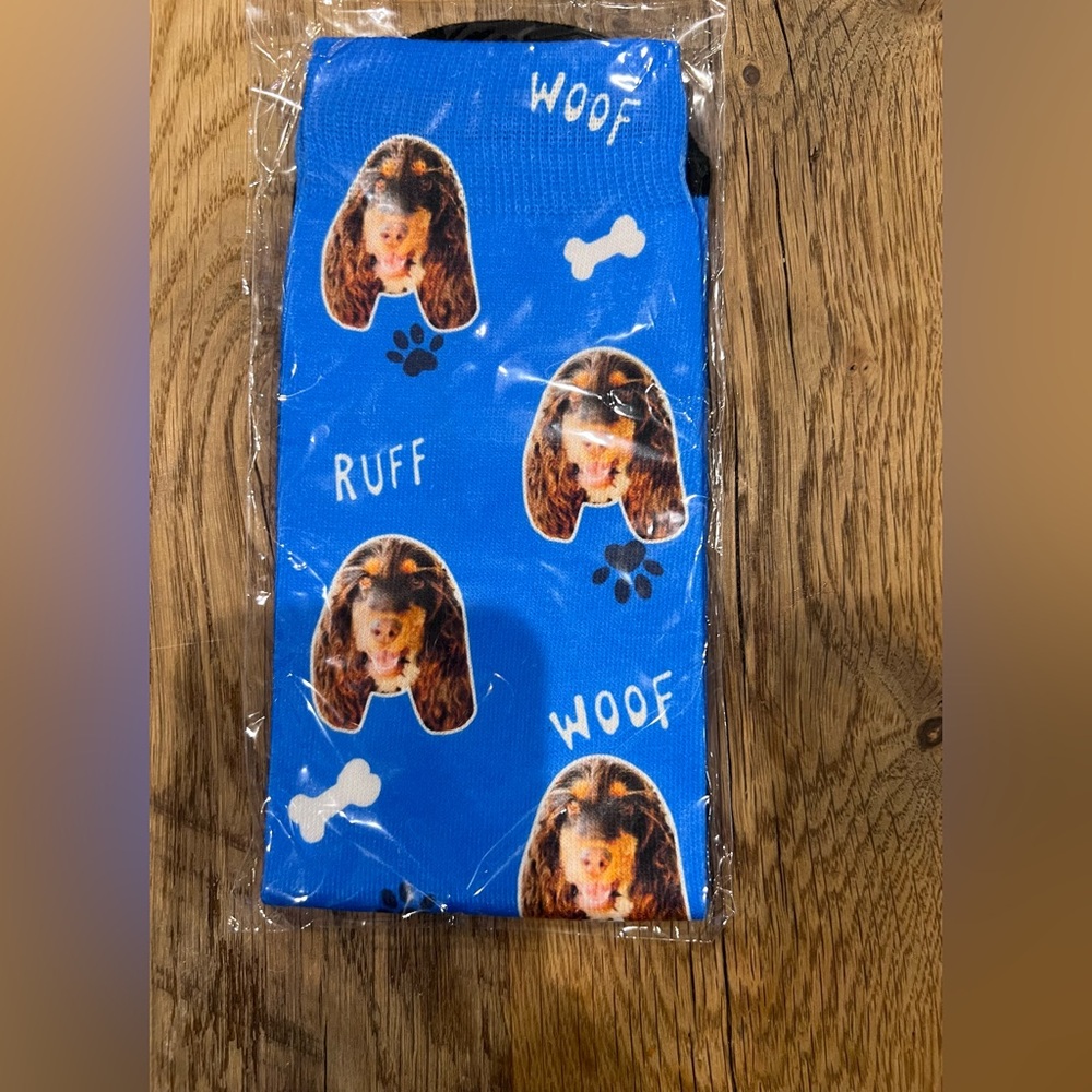 Fur baby Blue Dog Socks with Woof and Ruff Design